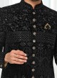 Stylish Black Embroidered Indowestern For Men