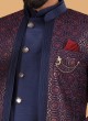 Jacket Style Navy Blue Indowestern For Wedding