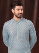 Digital Print Kurta Pajama In Sky Blue Color