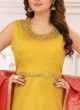 Mirror Work Anarkali Suit In Yellow Color