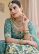 Aesthetic Net Teal Blue Sequins A Line Lehenga Choli