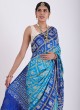 Turquoise Blue Shaded Bandhani Gharchola Saree