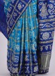 Turquoise Blue Shaded Bandhani Gharchola Saree