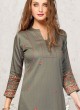 Cotton Silk Printed Kurti In Grey Color