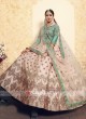 Peach and Sea Green Designer Lehenga