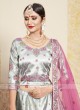 Satin Lehenga Choli in Light Grey