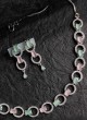 Diamond Studded Pink And Pista Green Necklace Set