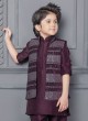 Wedding Wear Dark Purple Nehru Jacket Set