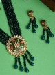 Dark Green Long Designer Necklace Set For Women