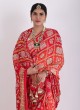 Gorgeous Red Bandhani Gharchola Saree