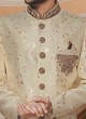 Ethnic Wear Groom Indowestern In Golden Cream Color