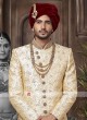 Silk Golden And Maroon Sherwani