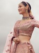 Pink Embroidered Raw Silk Lehenga Choli