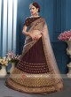 Satin Golden Embroidered Lehenga Set