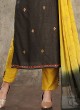 Dark Brown Art Silk Salwar Kameez