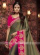 Plain Border Work Saree