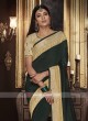 Border Work Saree in Bottle Green