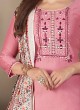 Art Silk Pant Style Salwar Kameez In Onion Pink