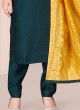 Simple Art Silk Salwar Kameez In Bottle Green