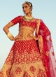 Designer Red Bridal Lehenga Choli In Velvet