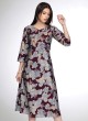 Readymade A-Line Floral Kurti In Wine