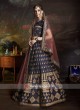 Navy Blue Satin Lehenga Choli