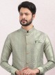 Designer Pista Green Embroidered Nehru Jacket Set