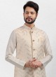 Festive Wear Nehru Jacket Set In Cream Color