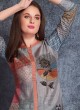 Crepe Silk Printed Kurti In Grey Color