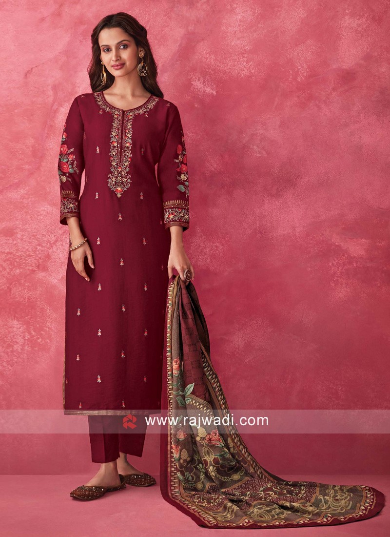 Buy Chanderi Silk Readymade Designer Salwar Suit Online