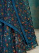 Fancy Printed Teal Blue Lehenga With Embroidered Choli