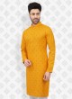 Yellow And White Printed Kurta Pajama