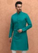 Peacock Blue Cotton Silk Kurta Pajama