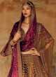 Royal Maroon & Gold Heavy Embroidered Velvet Bridal Lehenga Choli