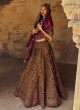 Royal Maroon & Gold Heavy Embroidered Velvet Bridal Lehenga Choli