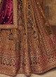 Royal Maroon & Gold Heavy Embroidered Velvet Bridal Lehenga Choli