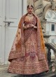 Velvet Bridal Wear Heavy Embroidered Lehenga Choli With Two Dupatta