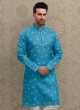 Sky Blue Printed Kurta Pajama