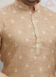 Cream Color Printed Kurta Pajama