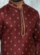 Cotton Silk Maroon Kurta Pajama