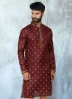 Cotton Silk Maroon Kurta Pajama