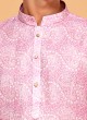 Pink And White Cotton Printed Kurta Pajama