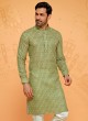 Light Green Fancy Printed Cotton Silk Kurta Pajama