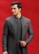 Cotton Silk Grey Indowestern Set For Men