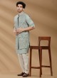 Cotton Silk Embroidered Nehru Jacket Set