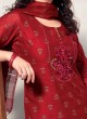 Designer Pant Style Suit In Maroon Color