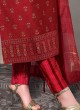 Designer Pant Style Suit In Maroon Color