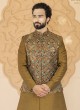 Raw Silk Embroidered Rwa Silk Nehru Jacket Set