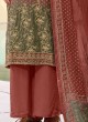 Muslin Silk Shaded Dress Material In Brown Color