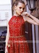 Red Printed Kurti with Keyhole Neckline